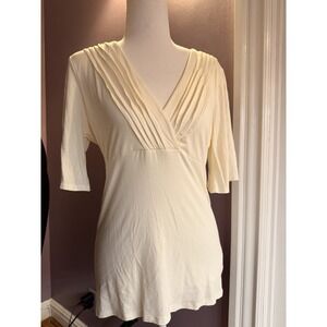 Willi Smith Women's V-Neck Top Ivory Size M